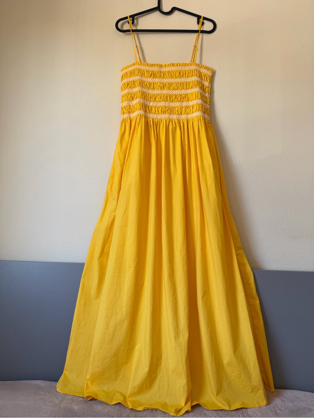 Pistola Yellow Smocked Maxi Sundress with Pockets Size L
